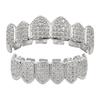 Hip Hop GRILLZ Iced Out AAA Fang Mouth Teeth Grillz Caps Top Bottom Grill Set Vampire Grills