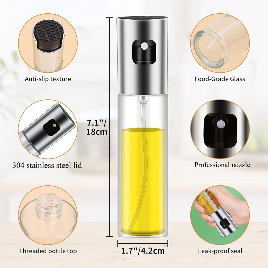 BBQ Cooking Oil Sprayer 100ml Olive Oil Sprayer Stainless Steel Portable Kitchen Gadget for Air Fryer Salad BBQ Oil Dispenser