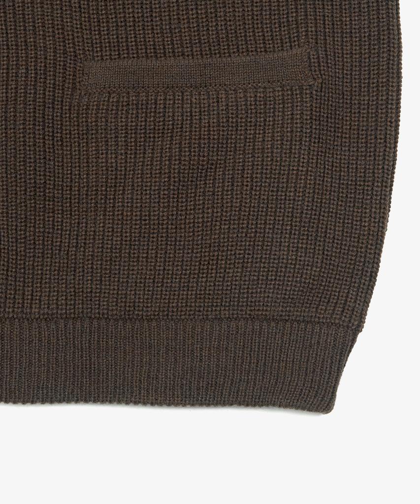 Кремовый объемный вязаный кардиган с круглым вырезом (коричневый)