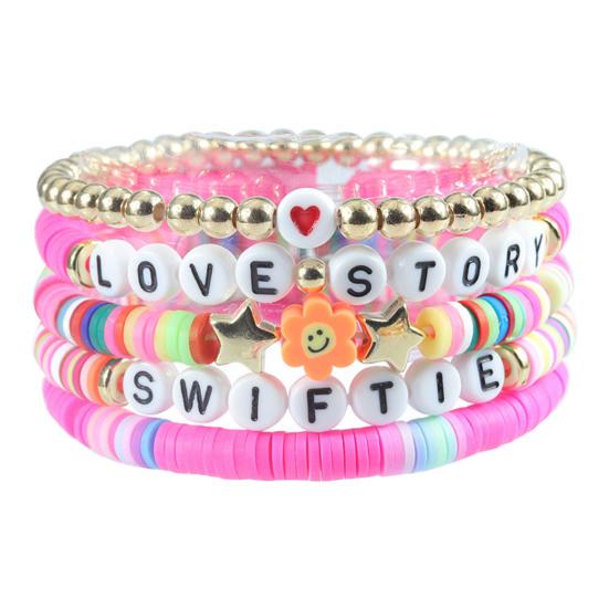 5 шт./компл. эластичный браслет с надписью «Singer Lover» из полимерной глины, браслет с бусинами, летний пляжный богемный многослойный браслет дружбы