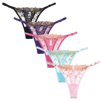 Josigge Сексуальные кружевные трусики с удобной посадкой и женские трусики Т-образной формы, дышащие, 5 штук