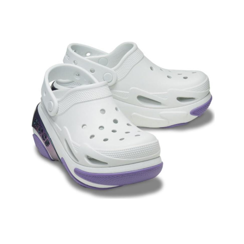 Crocs Bubble Crush Reflector Круглый носок Комфортные Универсальные Клоги Унисекс Клоги Белый Фиолетовый 210743-1NK