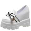 Fashion Women's Vulcanize Shoes Platform Sneakers 10cm Wedge Heel Bowknot Female Casual Shoes 2024 Spring Summer Chunky Leather Shoes