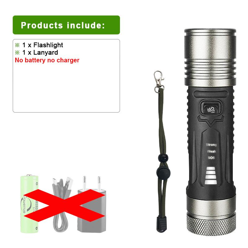 Перезаряжаемый фонарик 600 Вт, сверхмощная вспышка, мощный сильный свет, светодиодный фонарь для кемпинга