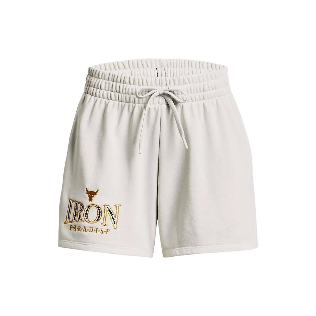 Under Armour Project Rock Johnson Everyday Letter Animal Embroidery Lace-Up Straight Leg Shorts Women shorts Clay-White 1380189-114