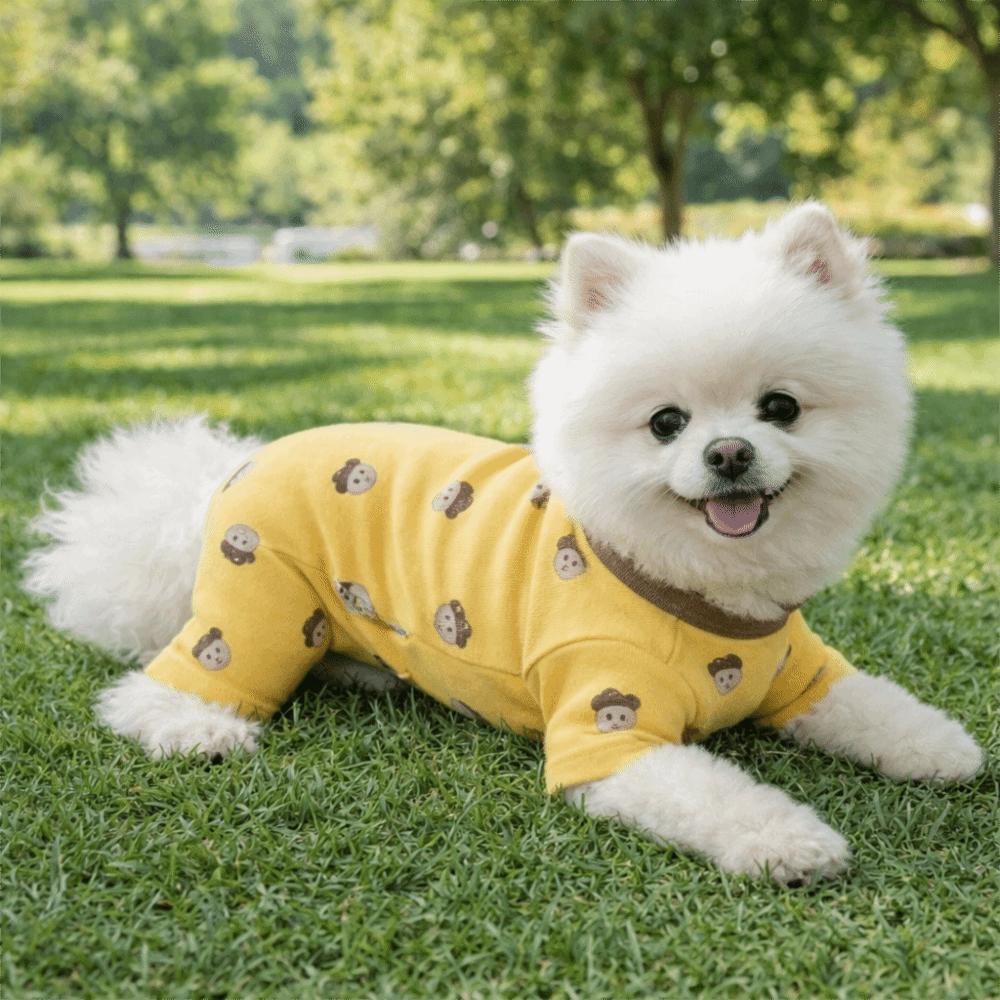 Cartoon Printed Dog Base Coat Warm Dog Jumpsuit Cute Dog Home Clothing Casual Wear