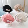 Детский вязаный берет для девочки, милый бант, кепка принцессы-художницы, однотонная вязаная шапка, осенне-зимняя теплая детская шапочка