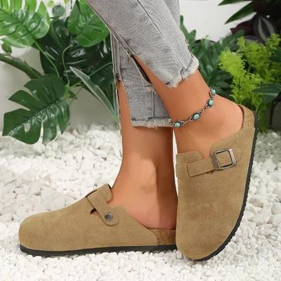 Модные женские повседневные бостонские сабо на плоской подошве из замши, сандалии с пробковой стелькой и поддержкой свода стопы, пляжные сандалии для любителей активного отдыха