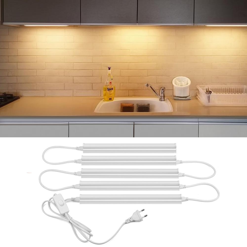 T5 Светодиодный настенный светильник с трубкой, 220 В, светодиодный светильник для бара, 6 Вт, 10 Вт, 300 мм, 600 мм, светодиодная люминесцентная лампа с выключателем питания ЕС, кухонное освещение