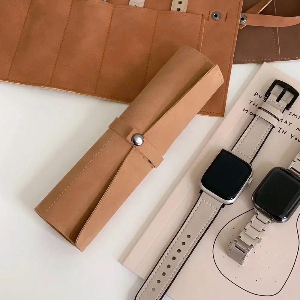 Matte Leather Watch Organizer Case Lightweight Watch Band Case Watchband Pouch Watch Accessories