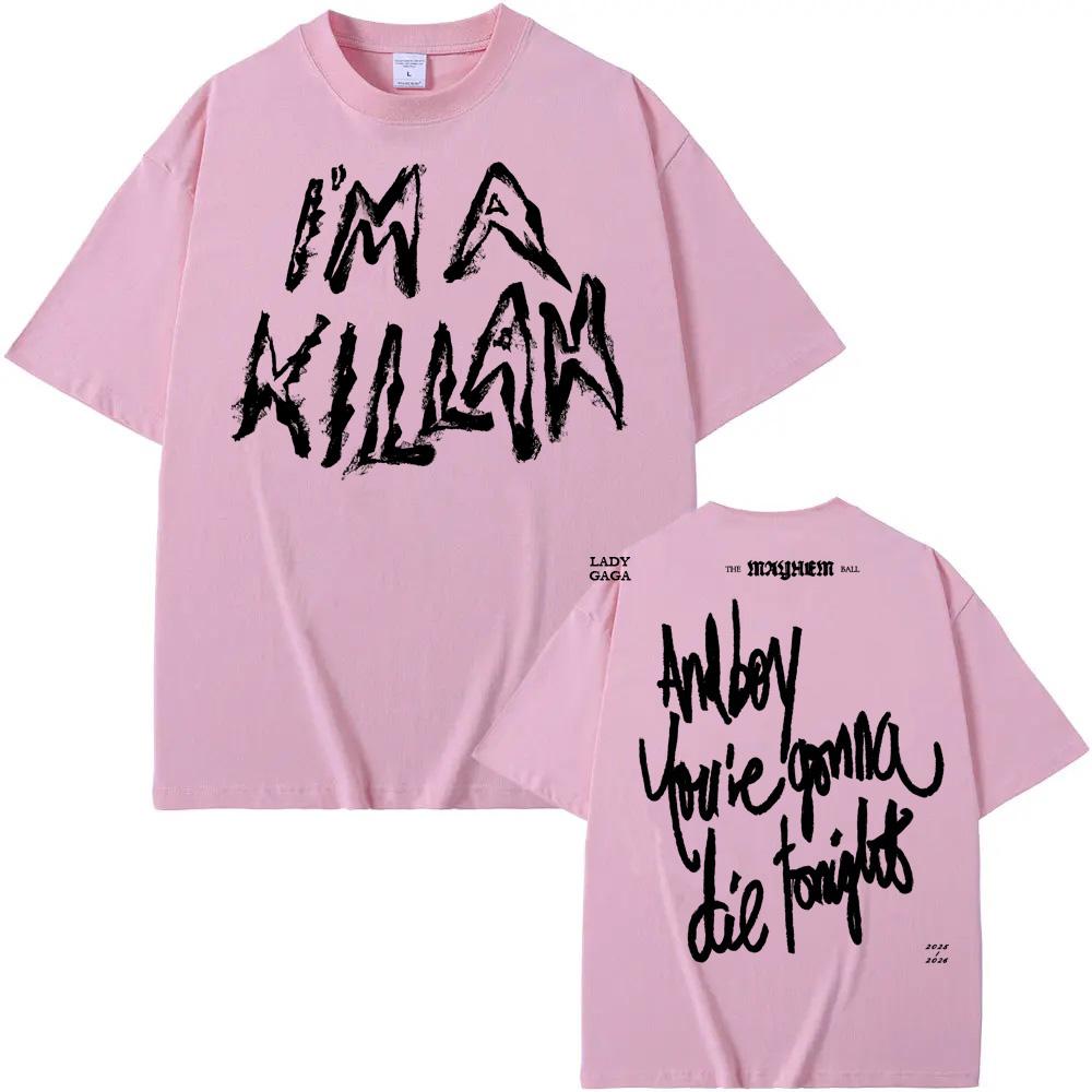 Я Килла Футболка с коротким рукавом Леди Гага Лето Высокое качество Удобная футболка Графическая печать Круглый вырез Повседневная Ретро футболка