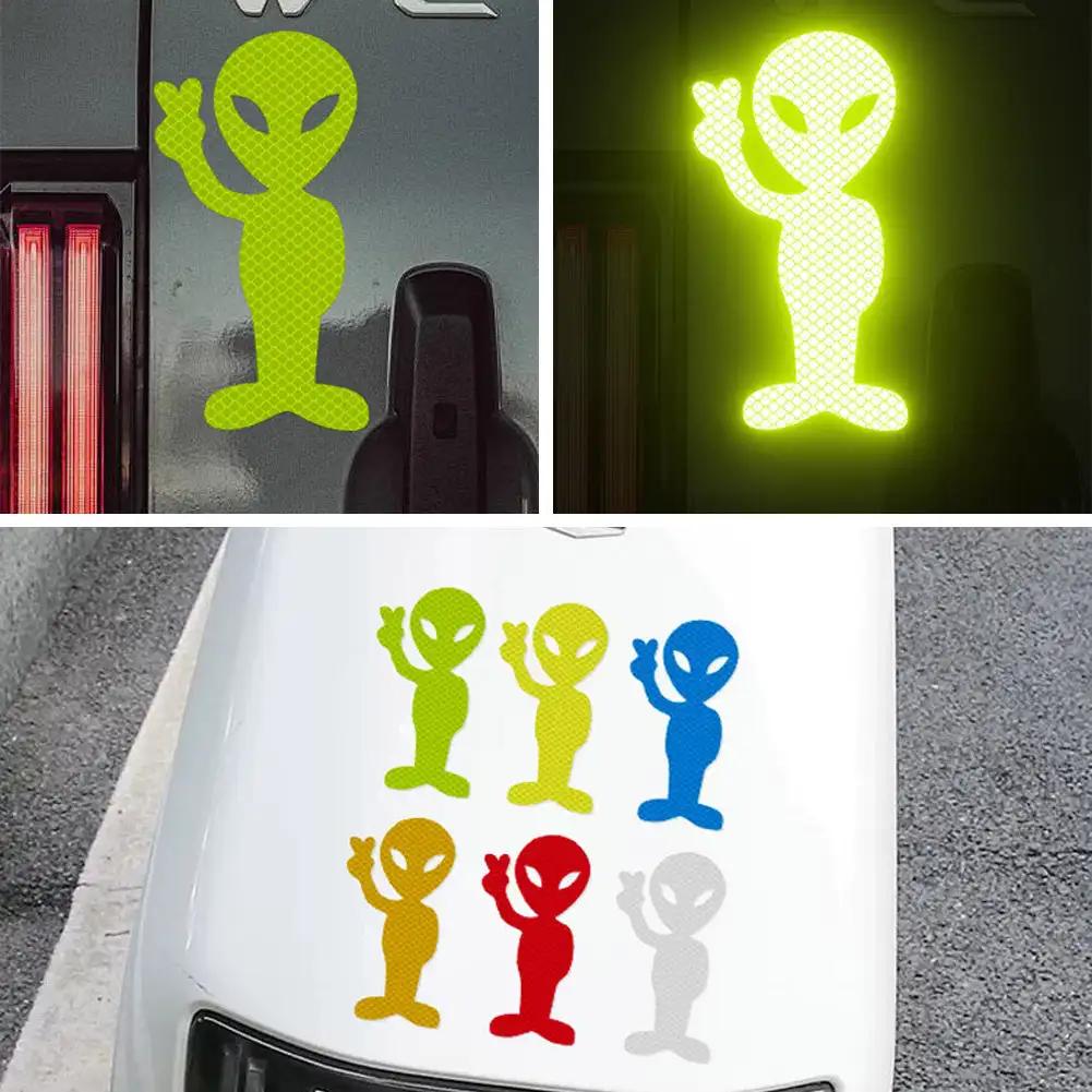 Мода Alien Peace Высокоотражающая Предупреждающая Наклейка Наклейка на автомобиль Личность для Мотоцикла Виниловые Наклейки Аксессуары Солнцезащитный Крем