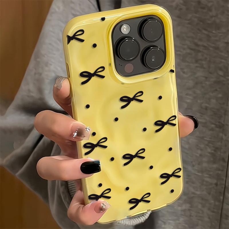 Милый черный бантик в горошек чехол для телефона для iPhone 17 16 15 Pro 14 Plus 13 12 11 Pro Max 17 Air 16E Мягкий ТПУ ударопрочный чехол