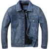 Vintage Blue Genuine Leather Jacket Men 506 Style Slim Fit Short Cowhide Skin Mens Leather Coat Autumn