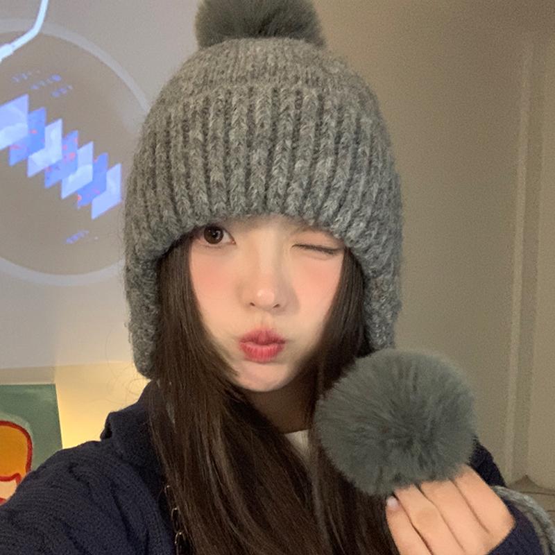 Women'S Knitted Hat Autumn And Winter Warm Earmuffs Korean Style Hat