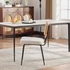 Modern Dining Chair, Set of 2, Chenille Upholstery, without Armrests, Solid Wood Frame on the Backrest, Rattan Look, Adjustable Metal Feet-Ivory