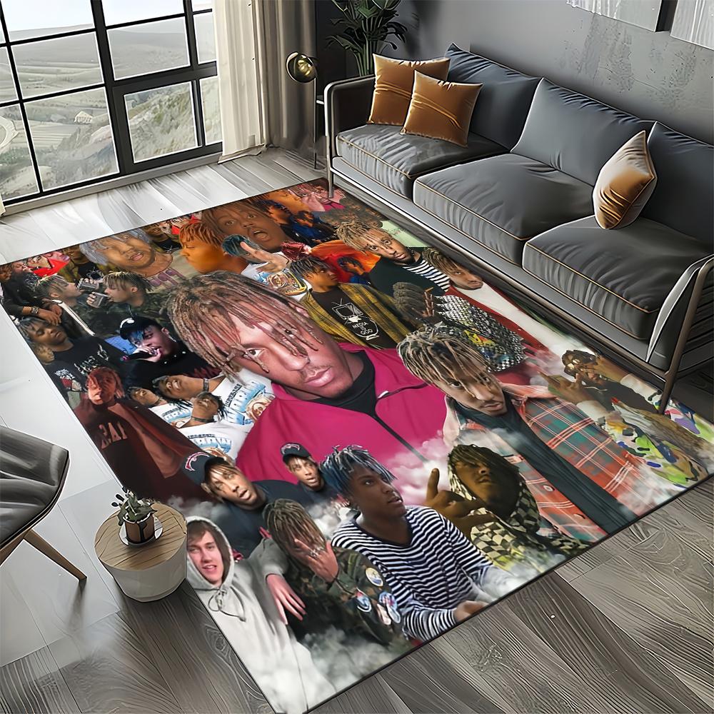 3D Print Juice WRLD 999 Legend Rapper Album Carpet Rug for Living Room Bedroom Home Sofa Decoration,Kids Play Non-slip Floor Mat