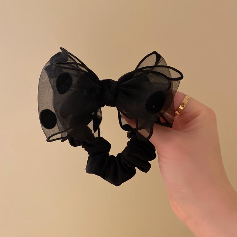 Новая стильная французская повязка для волос из органзы в горошек с корейским бантом - универсальный аксессуар для волос