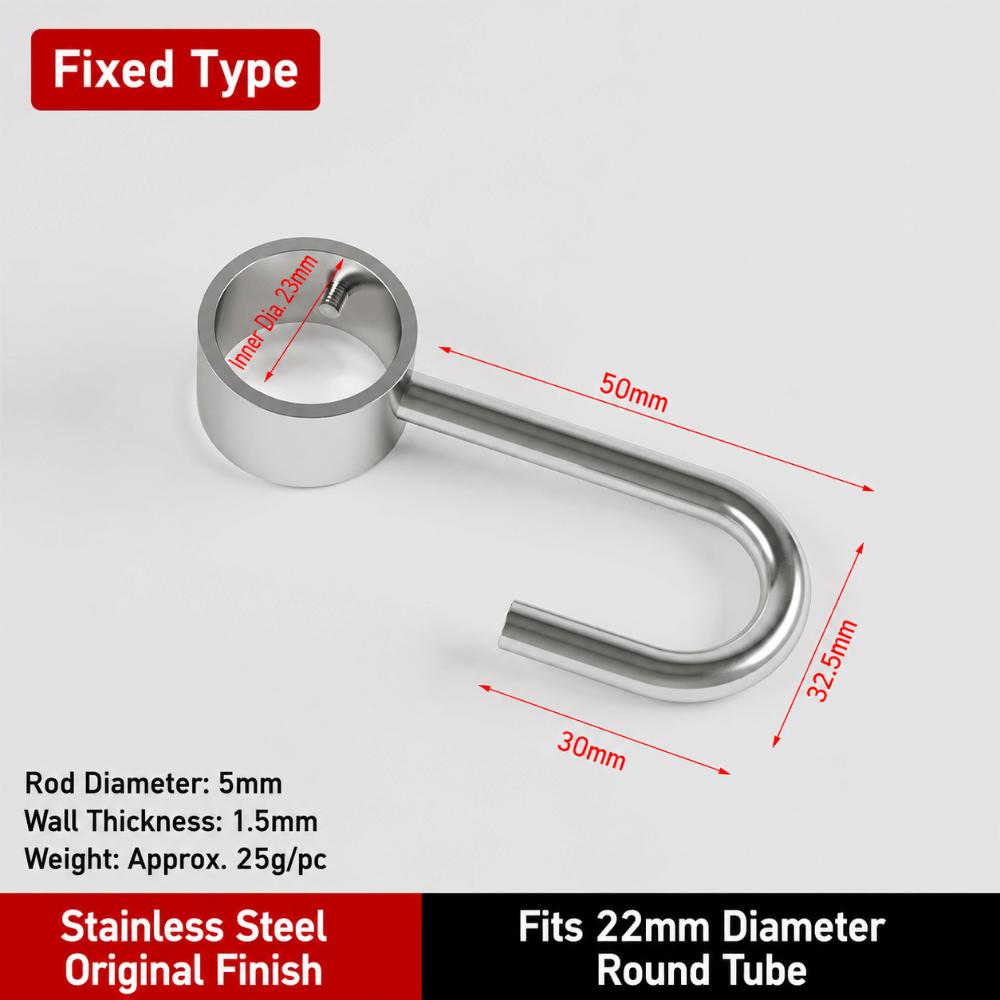 4pcs Rod Mount Pipe Hook Hanger Stainless Steel Hanging Pipe Hook Durable Tube Rod Hook Home