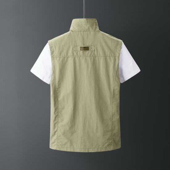 Жилет для мужчин, жилет без рукавов с лацканами, пальто с несколькими карманами, на молнии, водонепроницаемый мужской жилет-карго для альпинизма