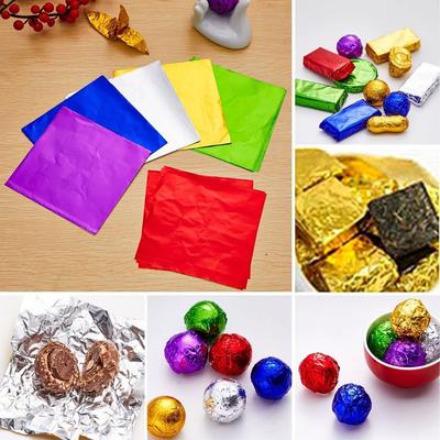 10x10 см Алюминиевая фольга 9 цветов Бумага для обертки конфет Новые обертки для конфет из фольги