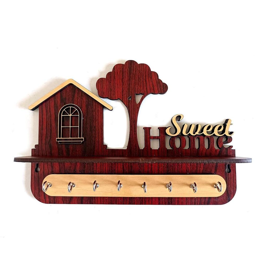 Домашний декор Уникальный стильный деревянный держатель ключей для настенного декора со стильным 8 крючками из нержавеющей стали Красивый органайзер для ключей для домашнего декора