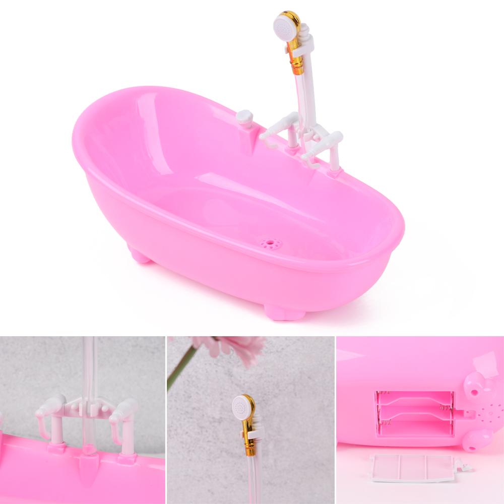 Bathing Toys Dollhouse Furniture Plastic Tub 1:6 Scale Doll Accessories Miniatures Electric Bathtub