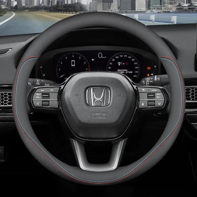 For Honda CR‑V Civic Accord HR‑V Pilot Passport Odyssey ZR‑V Fit Leather Steering Wheel Cover Ultra-thin Anti-slip Accessories