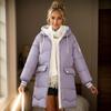 Модный тренд Зима Новая повседневная женская хлопковая куртка средней длины с капюшоном Свободная утолщенная хлопковая куртка
