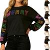 Ladies' Loose Comfortable Casual Fashionable Christmas Glitter Printed Sweatshirt