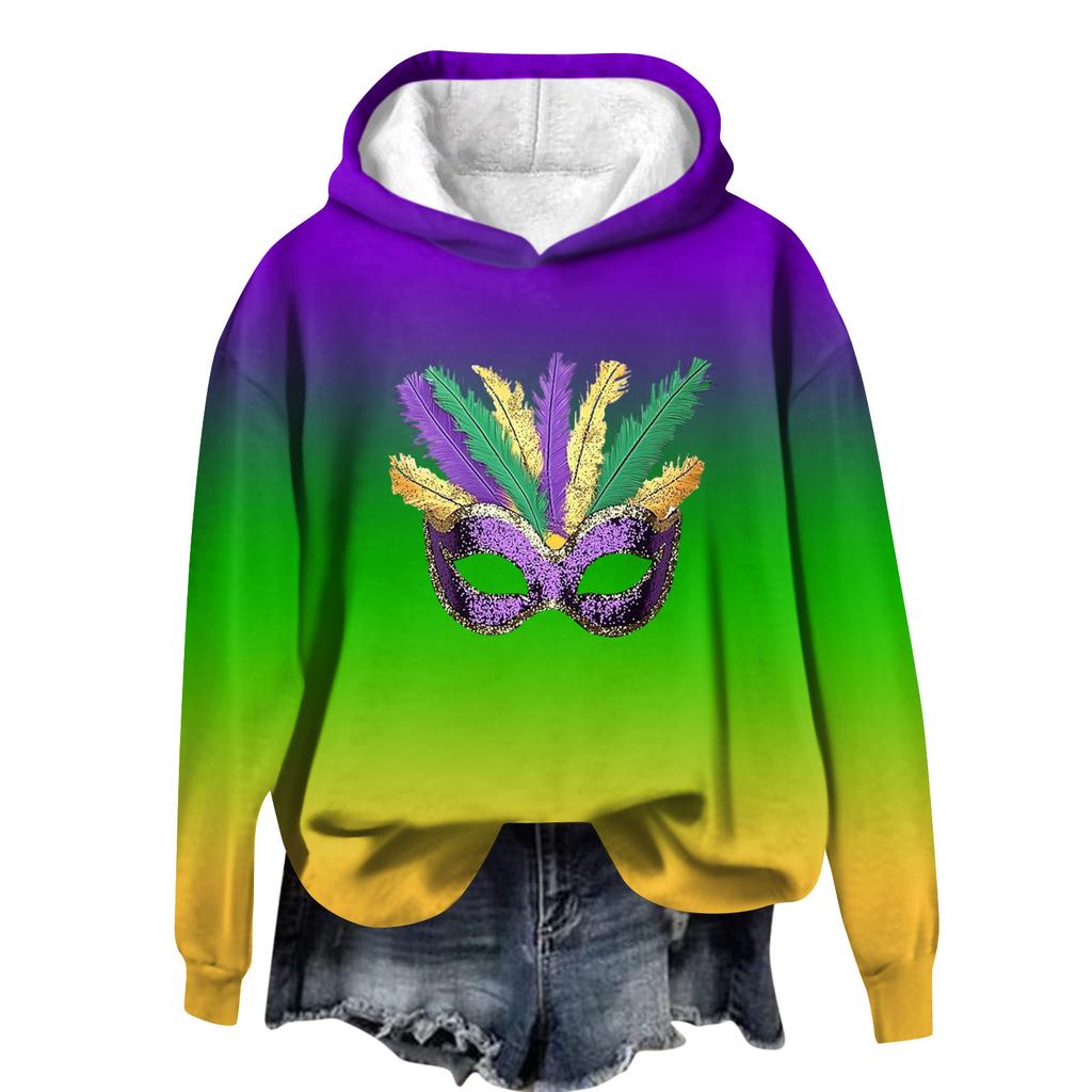 Женский модный повседневный топ с длинными рукавами и карнавальным принтом