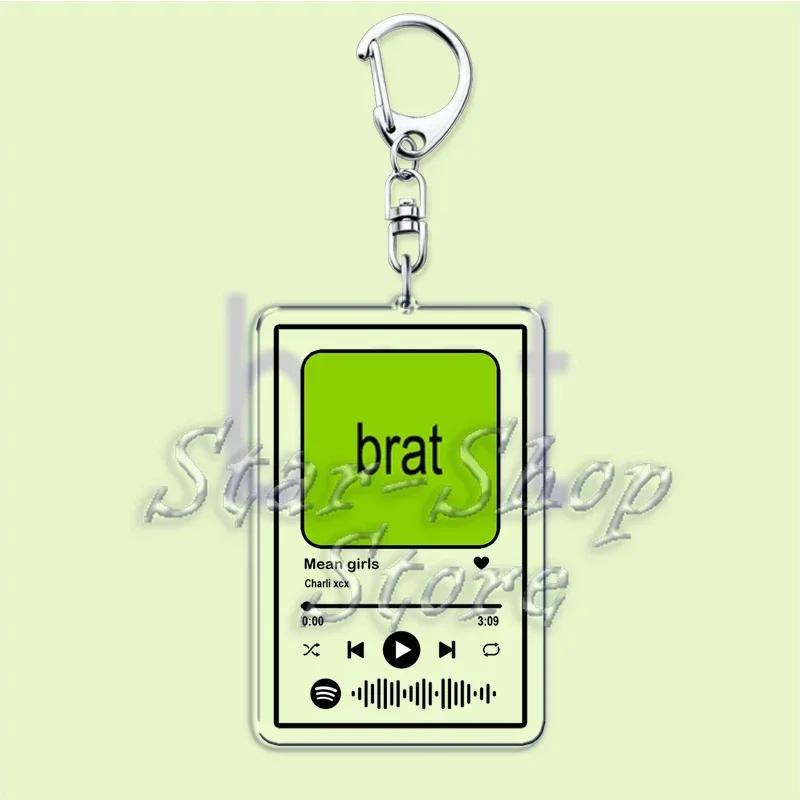 Музыка Charli XCX Альбом Brat Брелоки Горячие Песни Плейлист Подвеска Брелок для Аксессуаров Сумка Кольцо Брелок Украшения Подарки для Фанатов