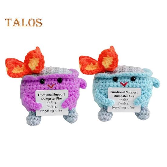 2 шт. Позитивный крючком мусорный контейнер в виде пламени с поощрительной открыткой, эмоциональная поддержка, ручная работа, вязание, мусорный бак, кукла, украшение, орнамент