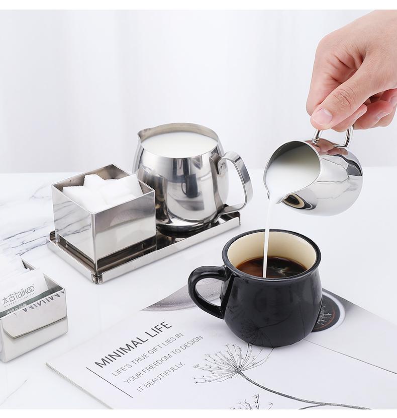 Stainless Steel Sugar Bowl and Milk Cup Set for Restaurant and Hotel Use