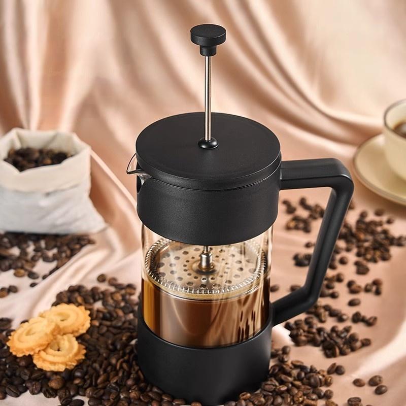 Black 350ML French Press With Filter Multifunctional Hand Punch Coffee Maker Transparent Glass Coffee Press French Pot