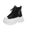 Fashion Fashion Women Ankle Boots Lace Up 8CM Sneakers High Platform Punk Boots Spring Autumn Black Chunky Motorcycle Boots Botas Mujer