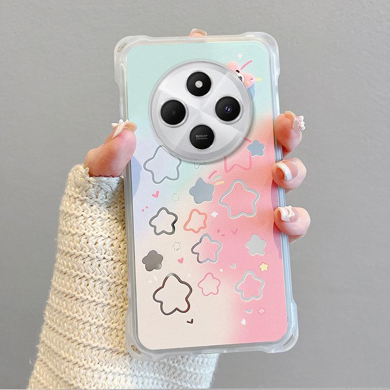 KEYSION Crossbody Strap Phone Case for Redmi 14C Cute Cartoon Long Lanyard Mirror Shockproof Cover for Xiaomi POCO C75