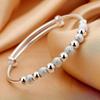 Silver-plated Bracelet S925 Silver Bracelet Wedding Bracelet Transfer Beads Women's Versatile Fashion Push-pull Adjustable Bracelet