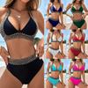 New solid color tight backless gathering vacation sexy split swimsuit women's bikini