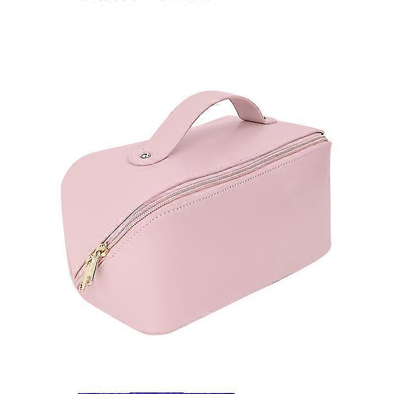 Poudre De Rosa Makeup Bag, Travel Large Capacity Makeup Bag, with Handle and Divider, Waterproof PU for Women Toiletry Storage Bag Multifunction Leath