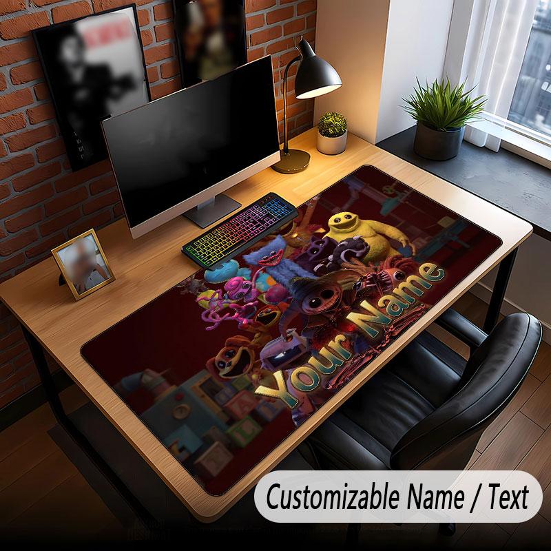 Custom Name Text Big Mouse Pad,Poppy Playtime Soft Non Slip Extended Desk Mat For Home Office