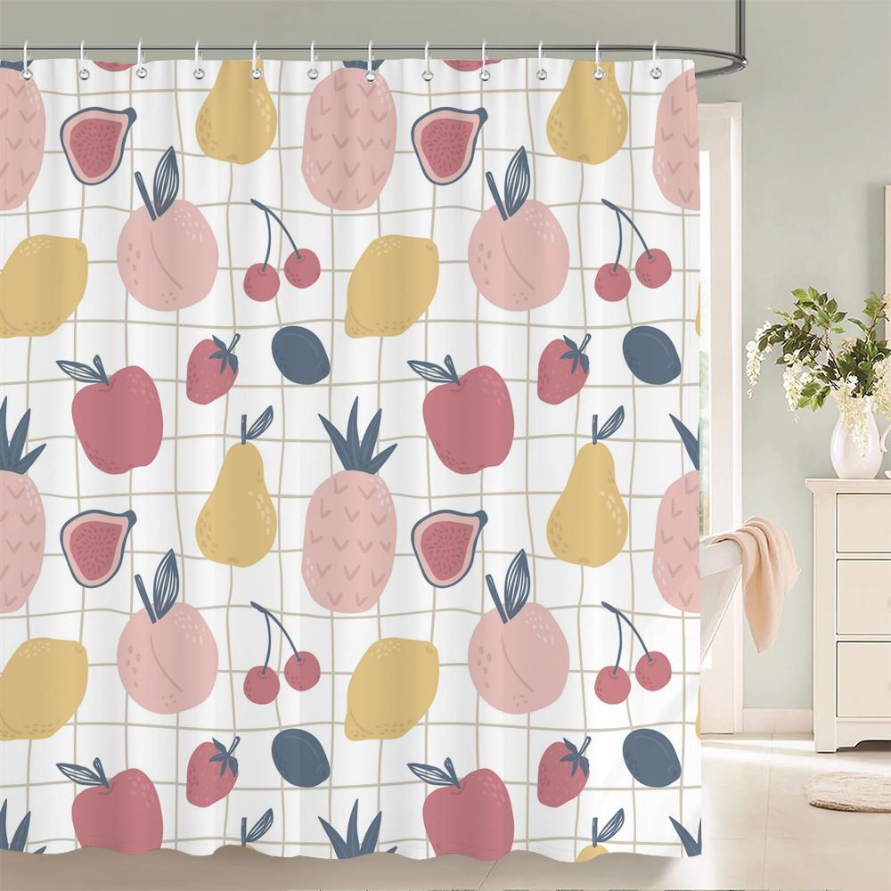 Современная занавеска для ванной с лимонами из свежих фруктов, водонепроницаемая тканевая занавеска для душа с 12 крючками, экран для ванны для ванной комнаты, домашний декор