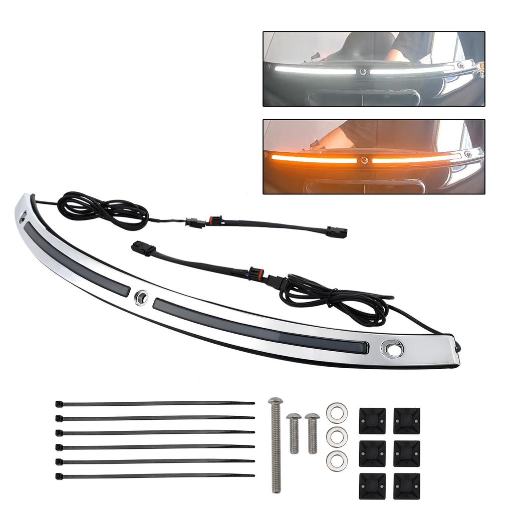 LED Running Turn Signal Light Windshield Trim for Harley 2014+ Electra Glide Black