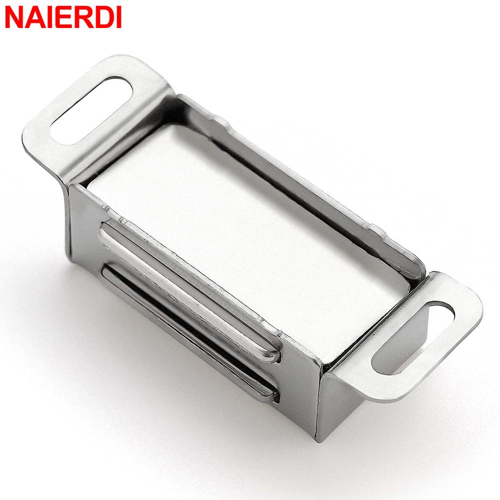 NAIERDI 4/6/8 Pack Magnetic Door Catch Stainless Steel Silver Kitchen Cabinet Catches Magnet Latches for Door Cupboard Closures