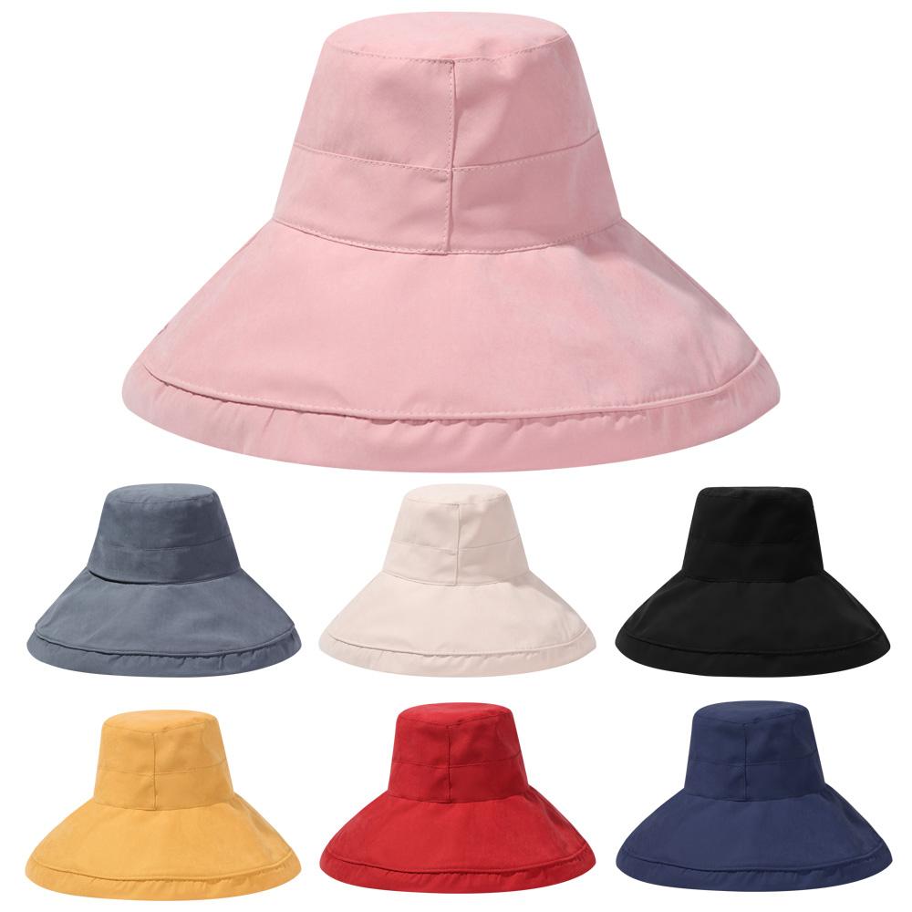 Portable Women With Windproof Rope Wide Brim Big Visors Bucket Hat Beach Cap Sun Hat Fisherman Cap