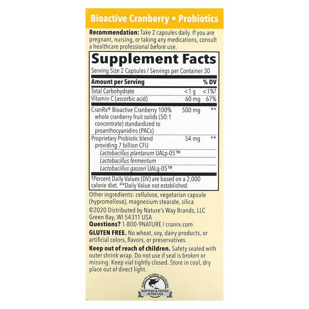 Nature's Way CranRx, Women's Care, Containing Probiotics, 60 Capsules