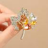 Luxury Alloy Rhinestone Maple Leaf Brooch Simple Elegant Chest Pin for Women Ideal for Party & Gift-Giving All-Season Accessory Festival Holiday Decor