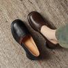 Французские однопедальные туфли из мягкой кожи в стиле ретро, женские туфли на весну и осень 2025 года, круглые мокасины с толстым каблуком и увеличенной высотой, ленивые, маленькие кожаные туфли