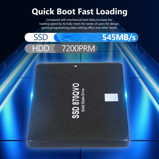870 QVO SATA III 2,5-дюймовый SSD Скорость чтения/записи до 545 МБ/с 530 МБ/с 1/2/4 ТБ Внутренний твердотельный накопитель Совместим с ПК Компьютером Настольным компьютером Ноутбуком