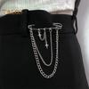 Unisex Clothes Pin Star And Chain Decor Alloy Hip Hop Style Individual Chest Decoration Brooch Party Club Anti-slip Bag Pants Jewelry